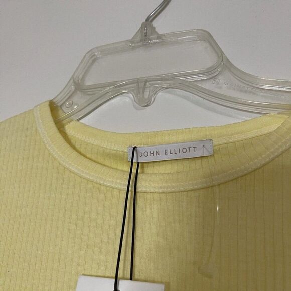 NWT John Elliott yellow ribbed cotton mini shirt dress size US 1 Small - Picture 6 of 6